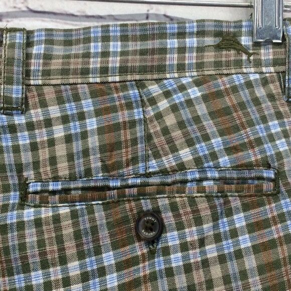 Tommy Bahama Linen Blend Shorts Men's Sz 32 Blue Plaid Casual Beach Travel Sport - Picture 9 of 10